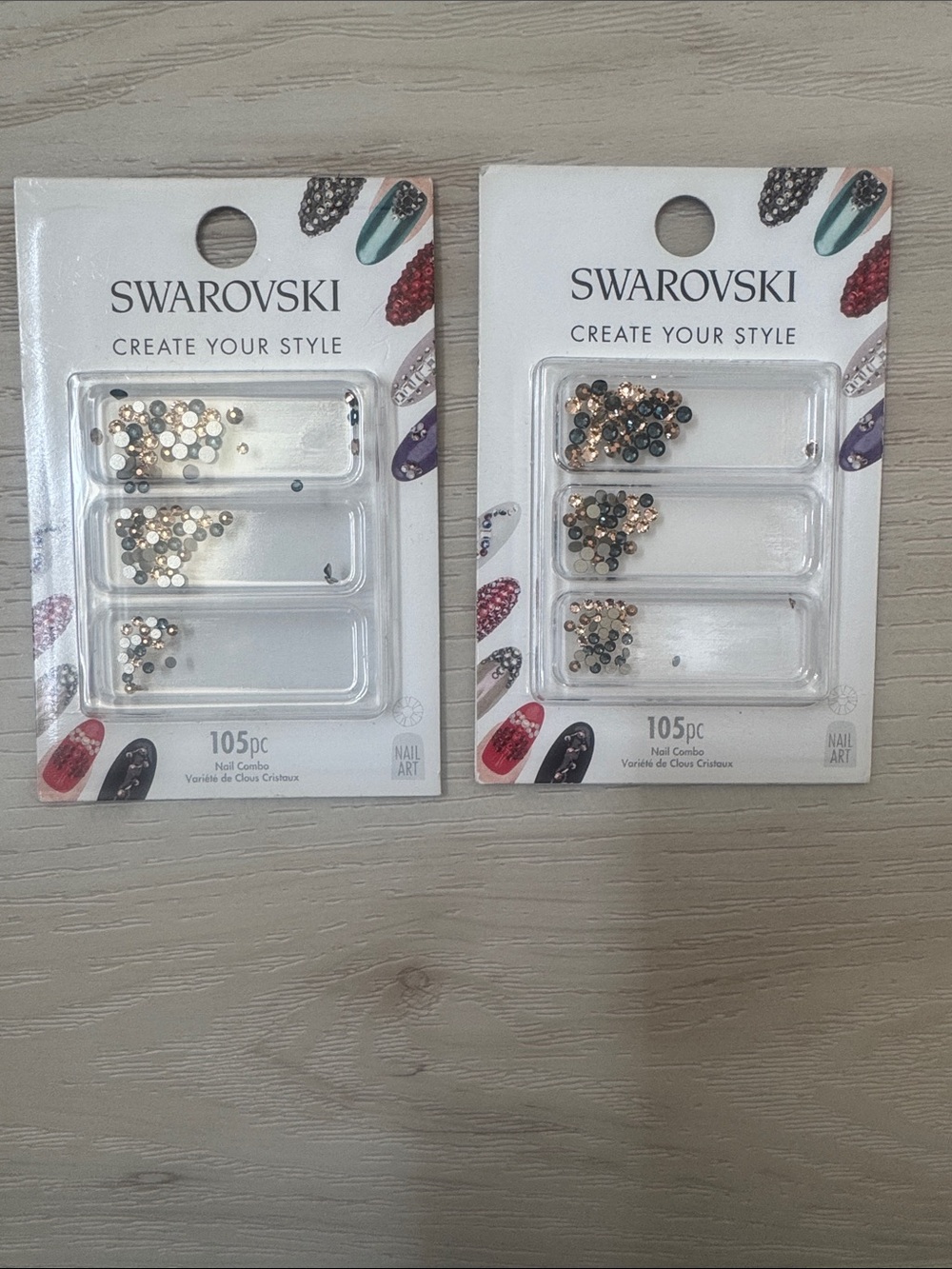 Swarovski Crystal Nail Art Rhinestone Set — Gold and Blue Accents - Picture 2 of 3
